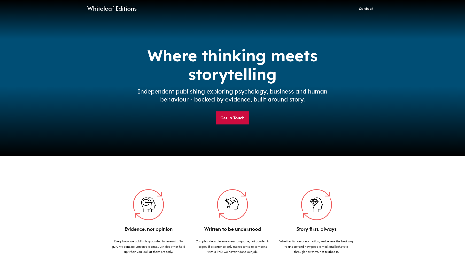 Whiteleaf Editions website — independent publishing house